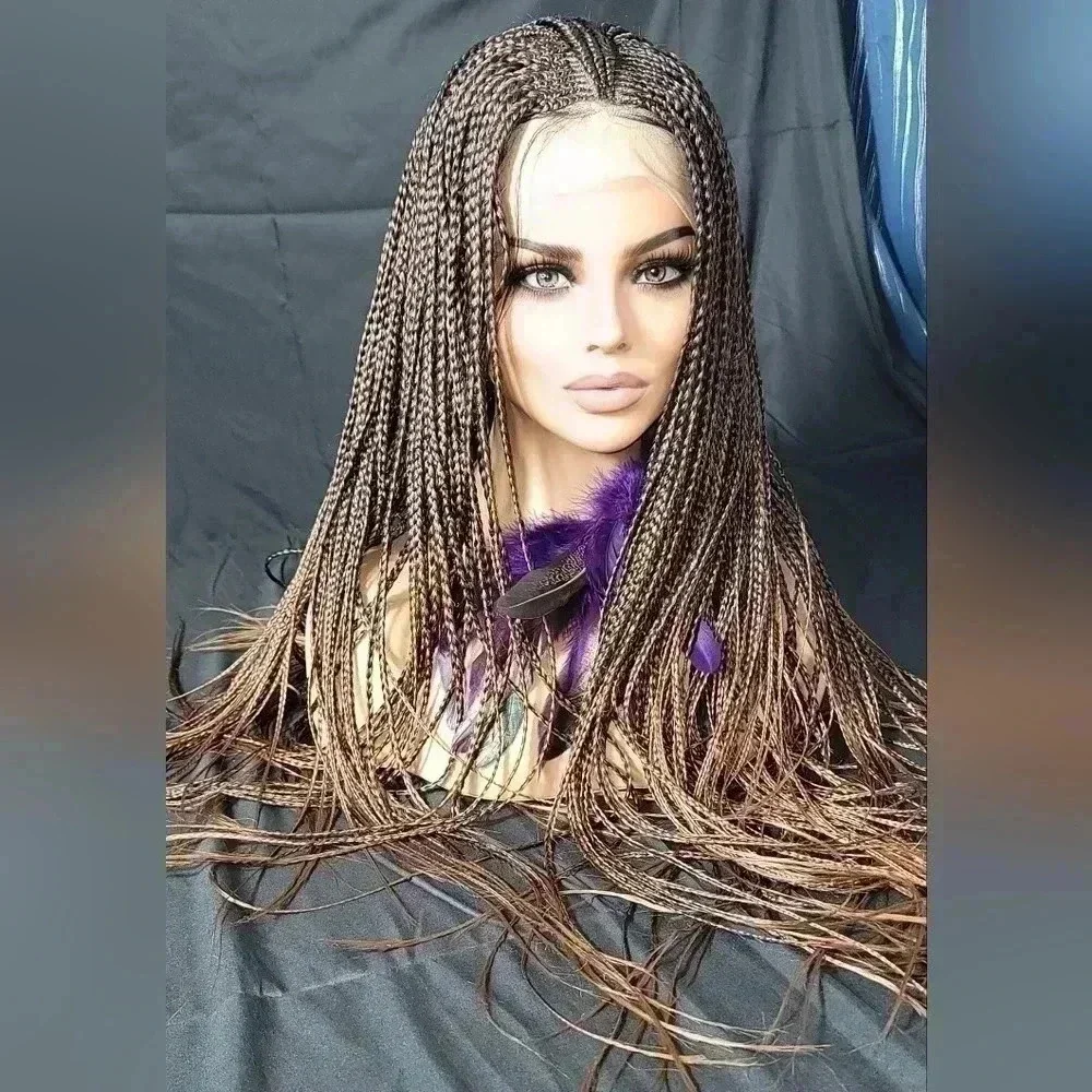 🔥100% Handmade Braided Wig  26” Auburn Ombre, Full Frontal 13x6, Straps & Combs